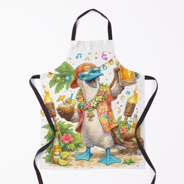 Item preview, Blue-Footed Booby Beach Party – Funny Galapagos Bird with Beer and Cocktails designed and sold by Tw1nsAIArt.