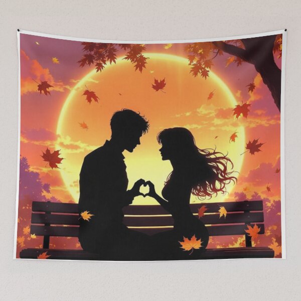 Item preview, Romantic Sunset Couple Silhouette Love Art designed and sold by PixelVibe782.