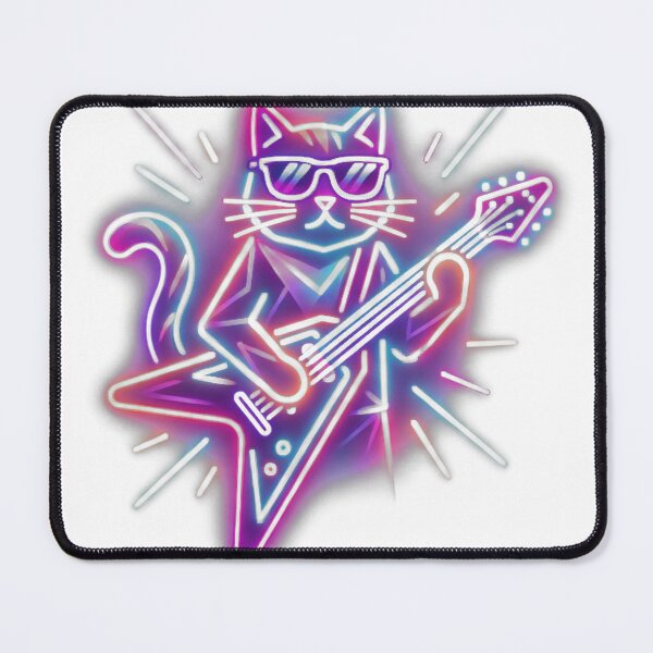Item preview, Neon Guitar Cat Emblem designed and sold by pumsquare.