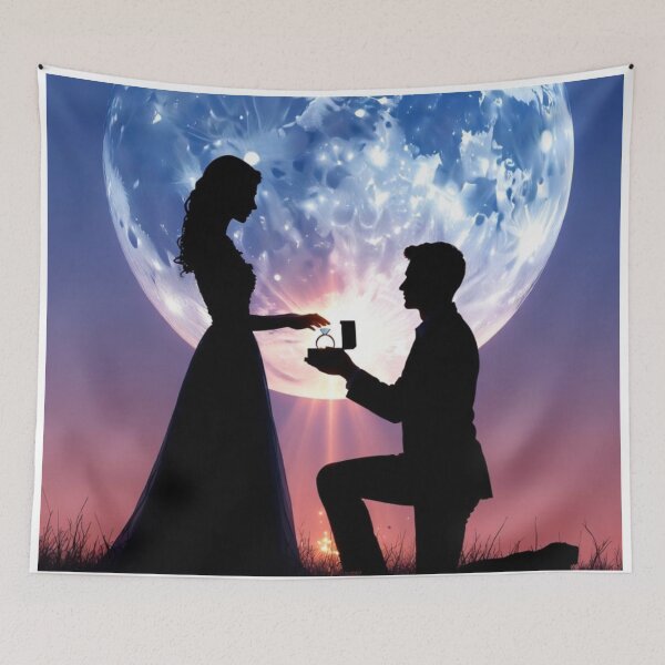 Item preview, Romantic Moonlight Proposal Silhouette designed and sold by PixelVibe782.