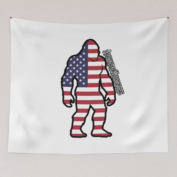 Item preview, Bigfoot Looking to the Side American Flag designed and sold by AdirondacKuriosities.