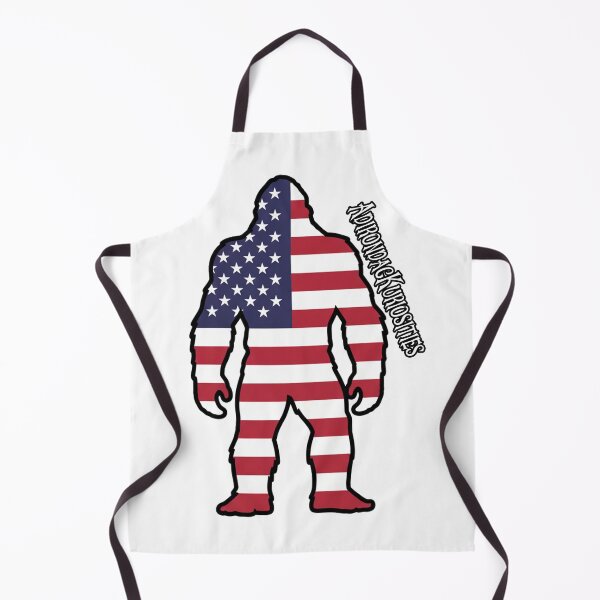 Item preview, Bigfoot Looking straight on with American Flag designed and sold by AdirondacKuriosities.