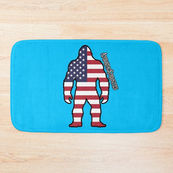 Item preview, Bigfoot Looking straight on with American Flag designed and sold by AdirondacKuriosities.