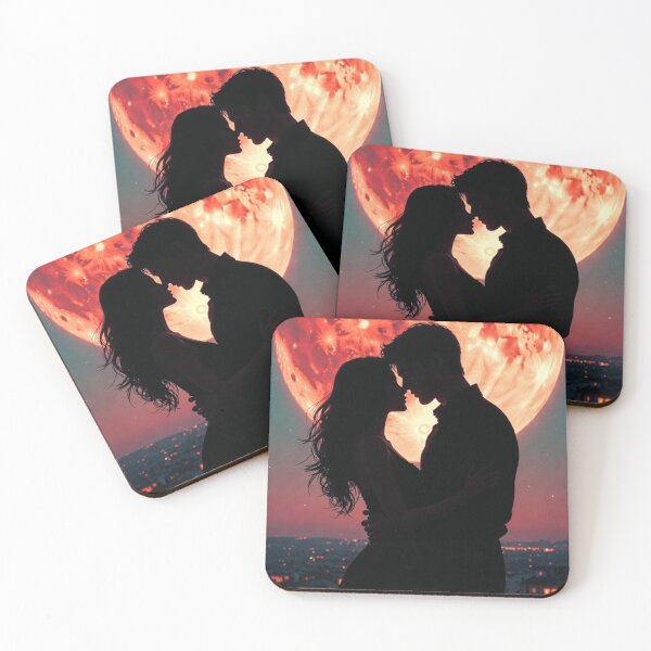 Item preview, Romantic Supermoon Rooftop Couple Silhouette designed and sold by PixelVibe782.