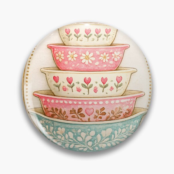Artikelvorschau, Vintage-Rührschüsseln mit Stickerei | Küchenkunst im Cottagecore-Stil | Backdesign im Retro-Stil der Oma-Ära entworfen und verkauft von Design-KS.