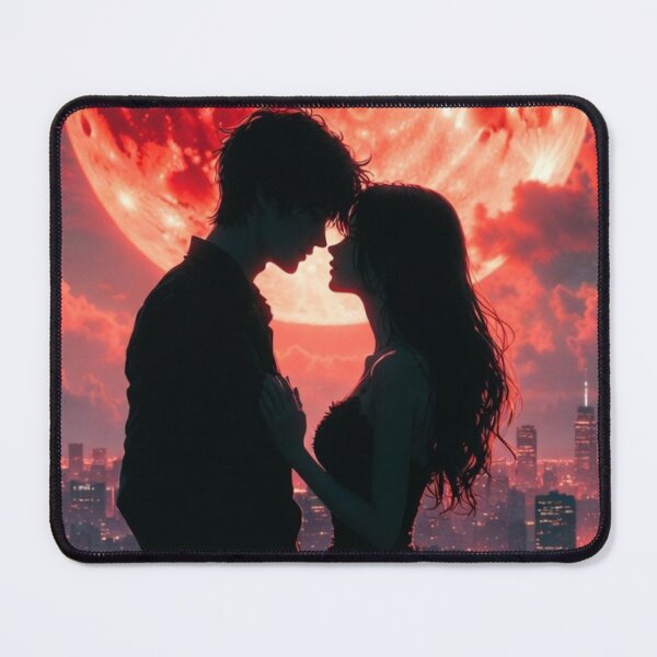 Item preview, Blood Moon Rooftop Romance Silhouette designed and sold by PixelVibe782.