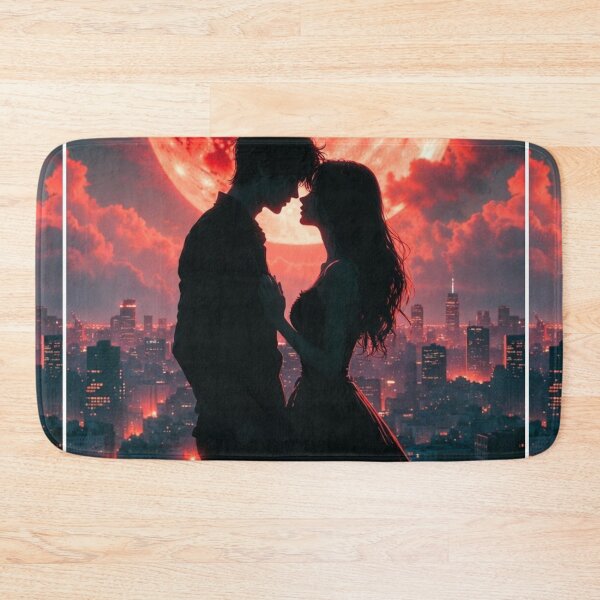 Item preview, Blood Moon Rooftop Romance Silhouette designed and sold by PixelVibe782.