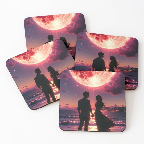 Item preview, Blood Moon Beach Romance Silhouette designed and sold by PixelVibe782.