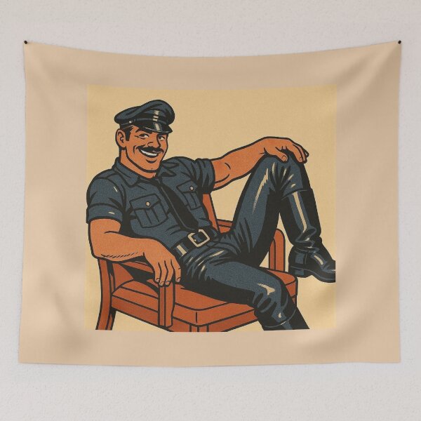 Item preview, Vintage Come & Get It Leather Daddy Berlin Leder Bar Pride Tom of Finland Tribute Graphic Design designed and sold by ItsAKinkThing.