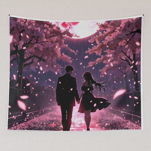 Artikelvorschau, Kirschblüten-Mondscheinromantik-Silhouette entworfen und verkauft von PixelVibe782.