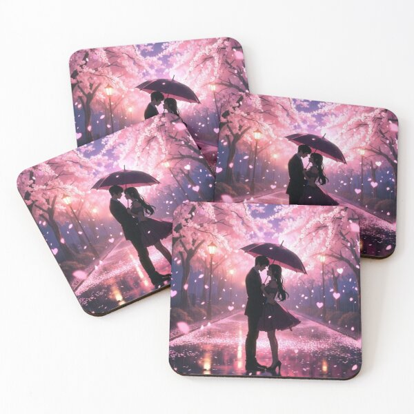 Item preview, Cherry Blossom Rain Romance Silhouette designed and sold by PixelVibe782.