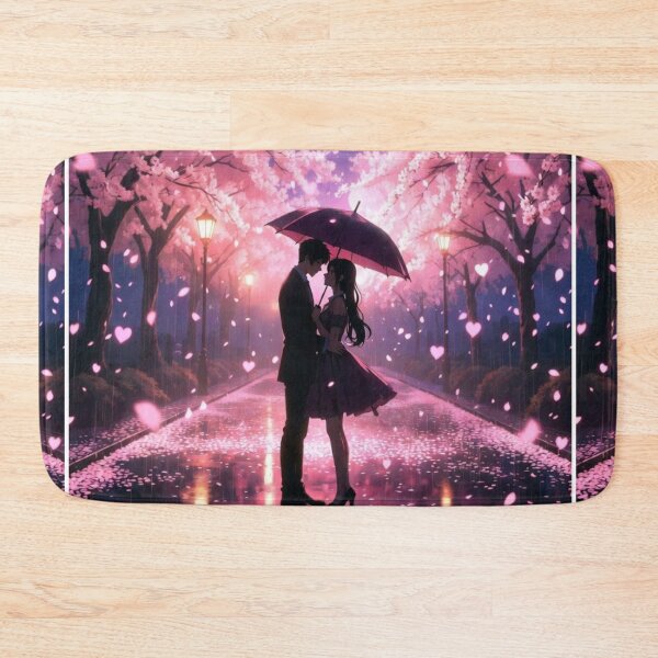 Item preview, Cherry Blossom Rain Romance Silhouette designed and sold by PixelVibe782.
