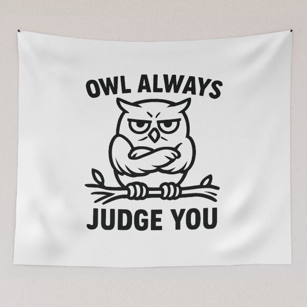 Item preview, Owl Always Judge You Funny Owl Logo designed and sold by OwnYourMood.