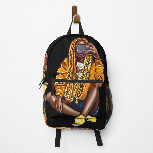 Item preview, Cool edgy girl with hair in orange braids and camera phone- black girl designed and sold by Artonmytee.