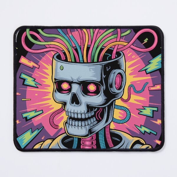Item preview, Overloaded Neon Robot Skull Sticker designed and sold by Visual_Vibezzz.