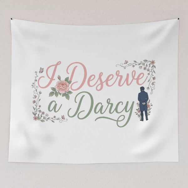 Item preview, I Deserve A Darcy Pastel Floral Frame Pride And Prejudice Quote designed and sold by Fenay Designs.