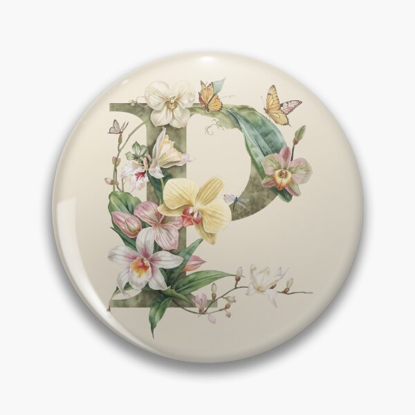 Item preview, Elegant Botanical Letter P Monogram – Floral Orchid & Butterfly Illustration | Nature-Inspired Aesthetic Decor designed and sold by AmenAlways.