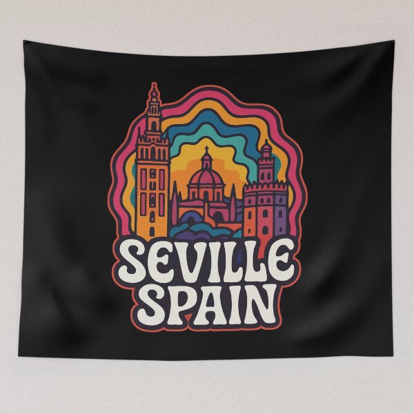 Item preview, Seville Spain Travel Retro Trippy designed and sold by TomFrontierArt.