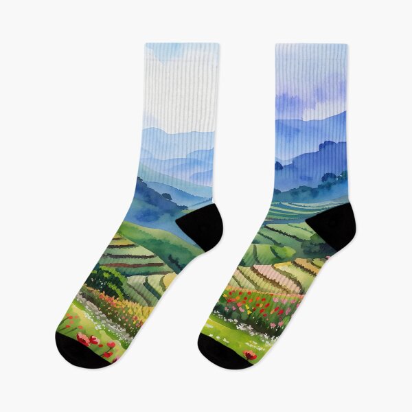 Item preview, Colorful Terraced Valley Landscape designed and sold by SassyArtistry.