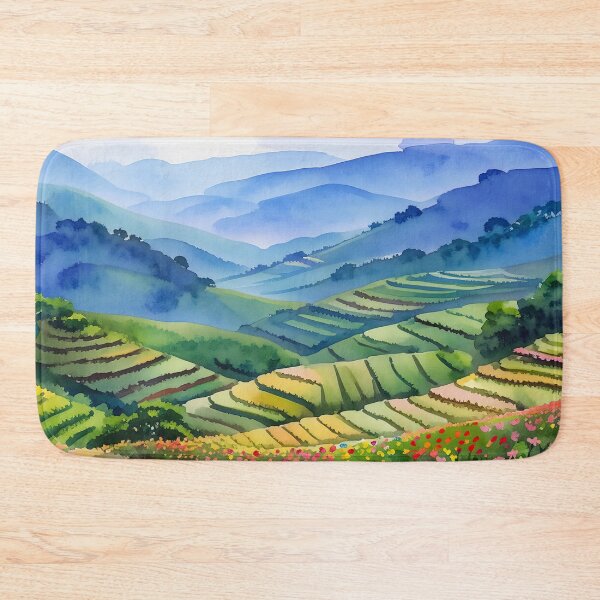 Item preview, Colorful Terraced Valley Landscape designed and sold by SassyArtistry.