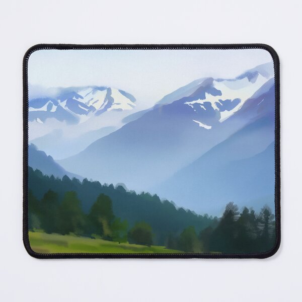 Item preview, Snowy Mountain Meadow Landscape designed and sold by SassyArtistry.