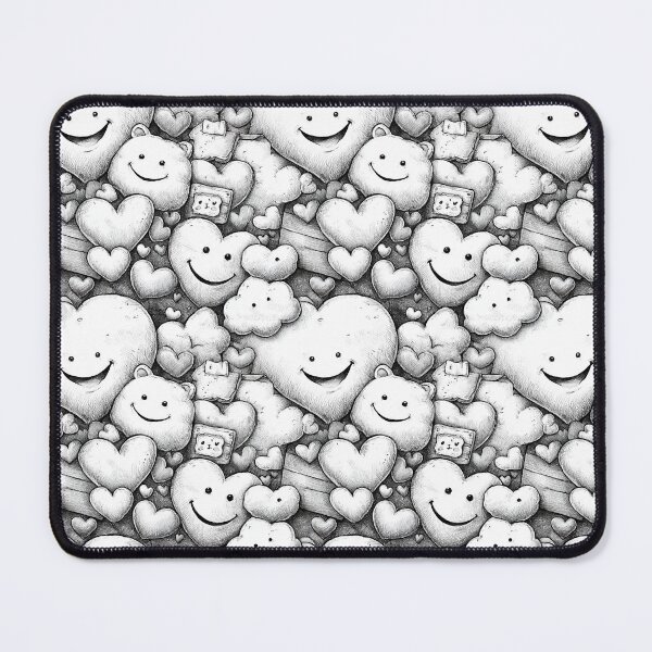 Item preview, Smiling Hearts & Whimsical Creatures – Hand-Drawn Ink Pattern designed and sold by laura-in-rome.