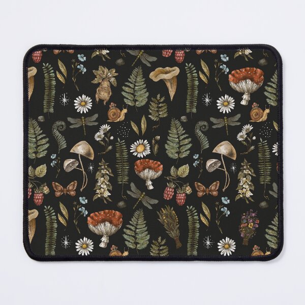 Item preview, Witchy Dark Cottagecore, Vintage Botanical Mushrooms Forest Flora, Fern Daisy Wildflower Natural History Aesthetic designed and sold by CharmedVille.