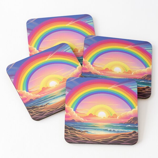 Item preview, Retro 70s Rainbow Sunset Over Ocean Waves designed and sold by SassyArtistry.