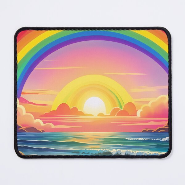 Item preview, Retro 70s Rainbow Sunset Over Ocean Waves designed and sold by SassyArtistry.