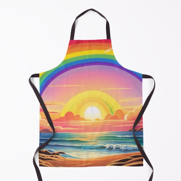 Item preview, Retro 70s Rainbow Sunset Over Ocean Waves designed and sold by SassyArtistry.