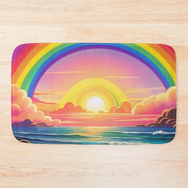 Item preview, Retro 70s Rainbow Sunset Over Ocean Waves designed and sold by SassyArtistry.