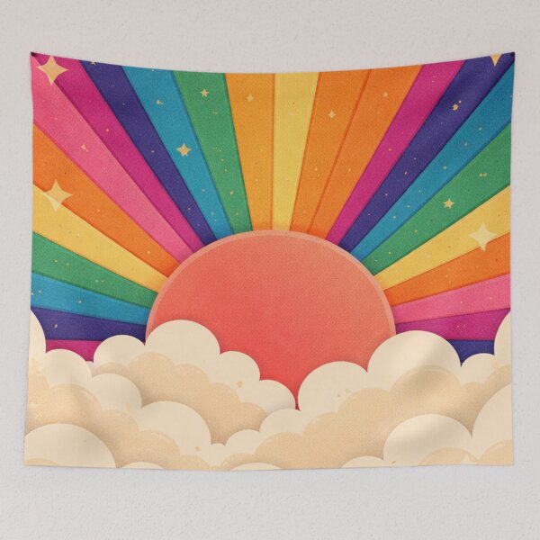 Item preview, Retro 70s Rainbow Sun Rays Wall Tapestry designed and sold by SassyArtistry.