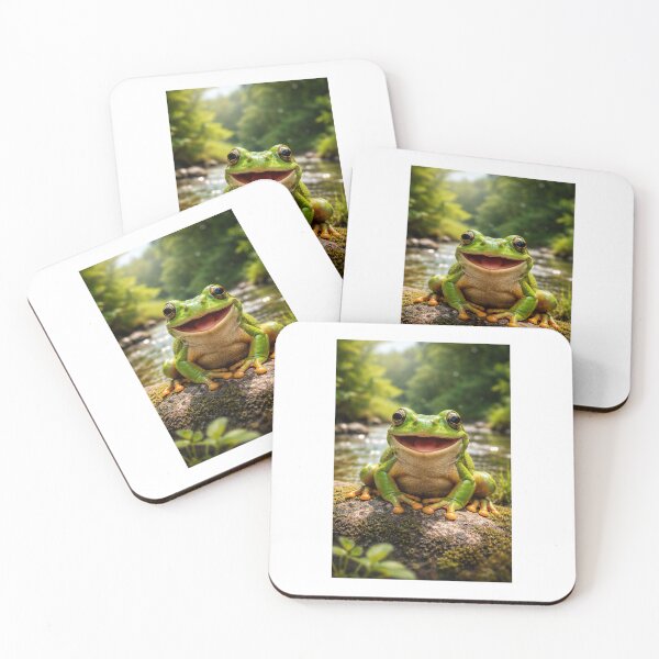 Item preview, happy frog smily face in forest designed and sold by Marici8.