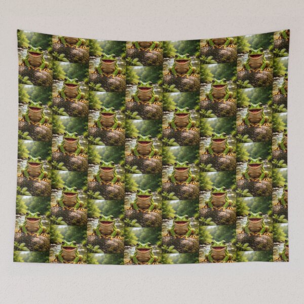 Item preview, happy frog smily face in forest designed and sold by Marici8.
