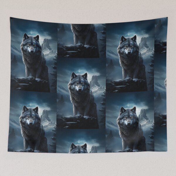 Item preview, Noble Wolf in the Winter Night - Wildlife Illustration designed and sold by Hipatye26.