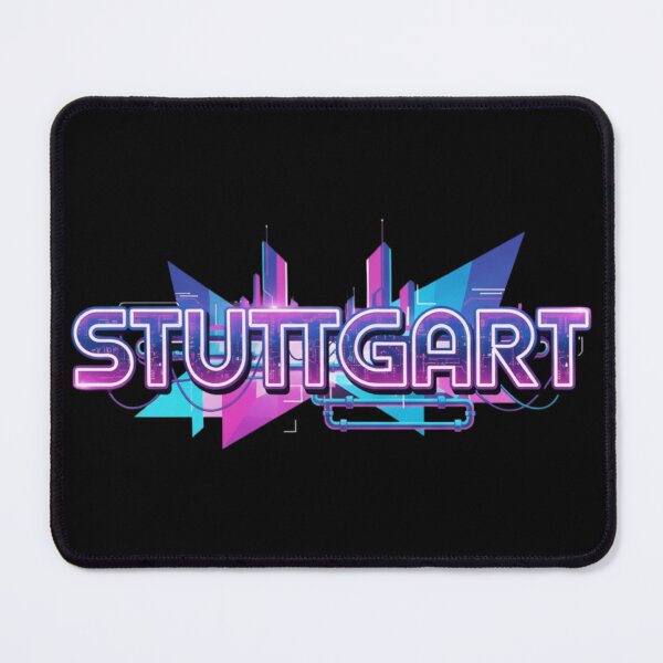 Item preview, Stuttgart Retro – Futuristic Neon Cityscape Synthwave Design designed and sold by Tw1nsAIArt.