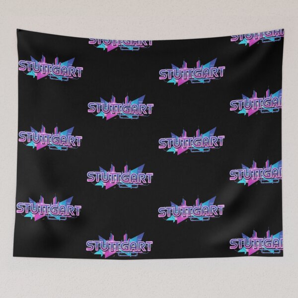 Item preview, Stuttgart Retro – Futuristic Neon Cityscape Synthwave Design designed and sold by Tw1nsAIArt.