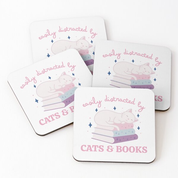 Item preview, Easily Distracted By Cats And Books Cute Bookish White Cat designed and sold by winterpumpkin.