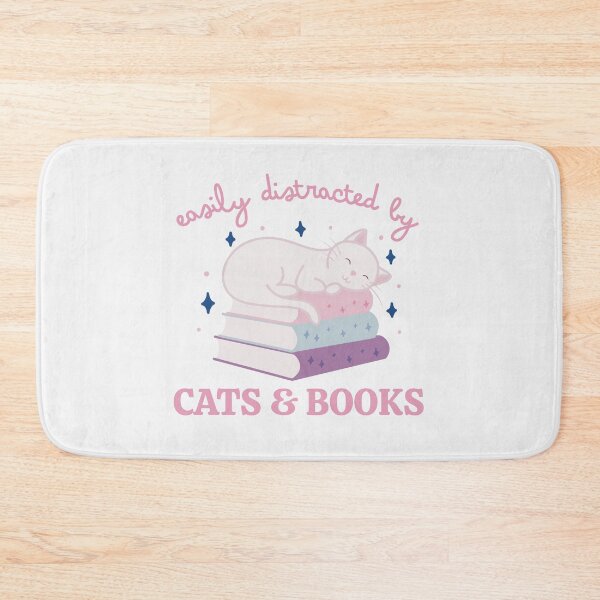 Item preview, Easily Distracted By Cats And Books Cute Bookish White Cat designed and sold by winterpumpkin.