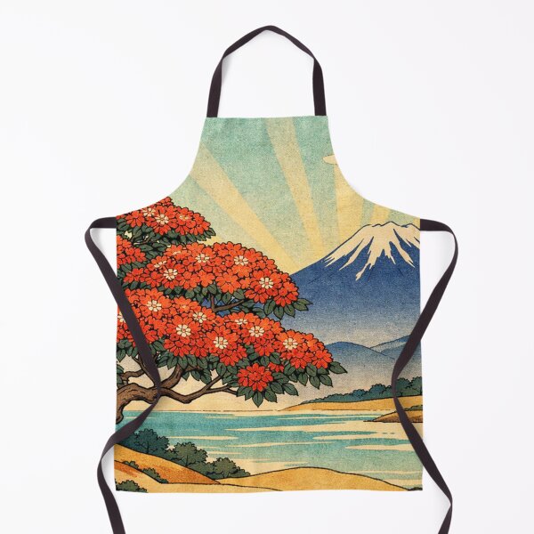 Item preview, Red Blossom Tree and Mountain Sunrise Landscape designed and sold by SassyArtistry.