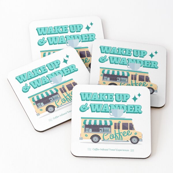 Artikelvorschau, Retro Wake Up & Wander Coffee Reisegrafik entworfen und verkauft von Bold & Brewed.