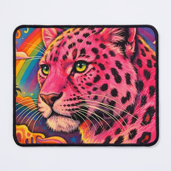 Item preview, Psychedelic Pink Leopard Rainbow Dreamscape Illustration designed and sold by SassyArtistry.
