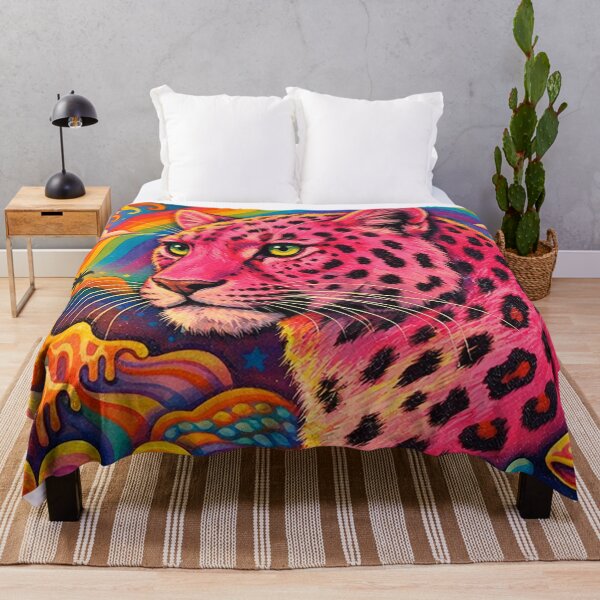 Item preview, Psychedelic Pink Leopard Rainbow Dreamscape Illustration designed and sold by SassyArtistry.
