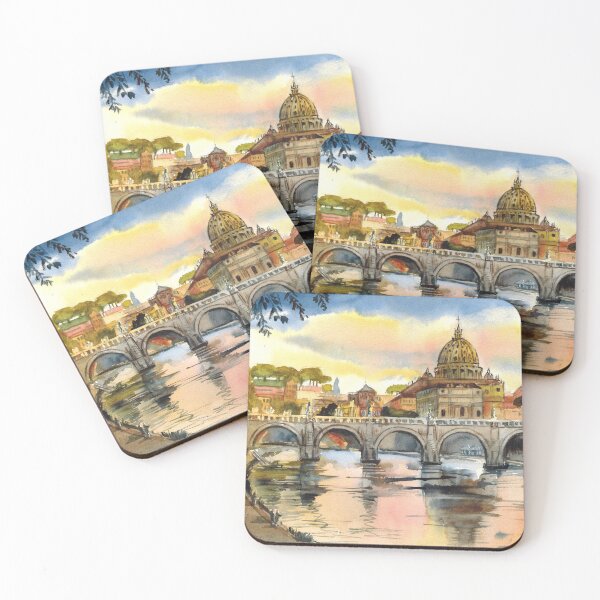 Item preview, Vatican view. Sunset in Rome. Italian watercolor painting. designed and sold by Colibri77.