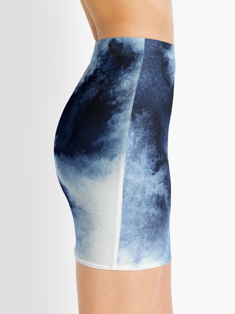 Alternate view of Indigo Nebula, Blue Abstract Painting Mini Skirt