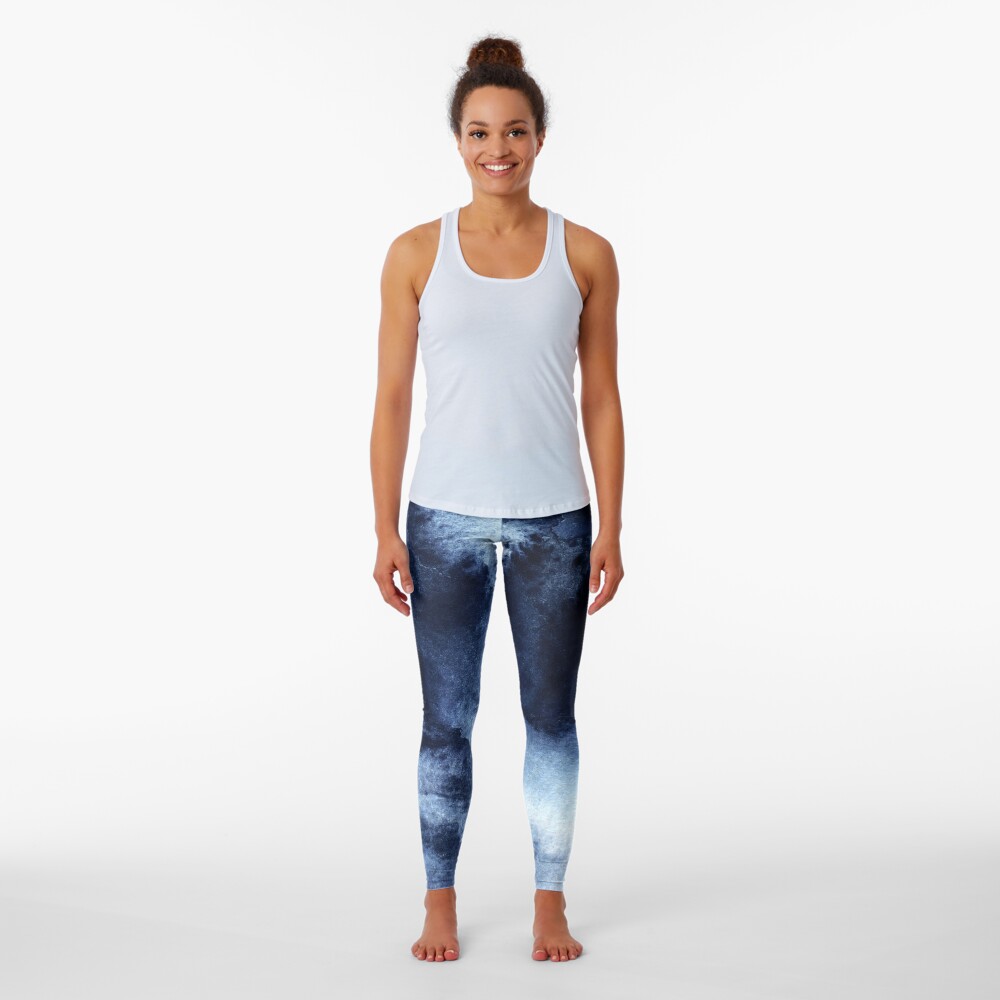 Indigo Nebula, Blue Abstract Painting Leggings