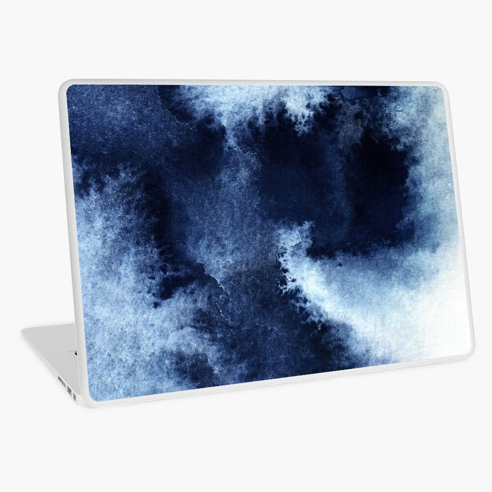 Indigo Nebula, Blue Abstract Painting Laptop Skin