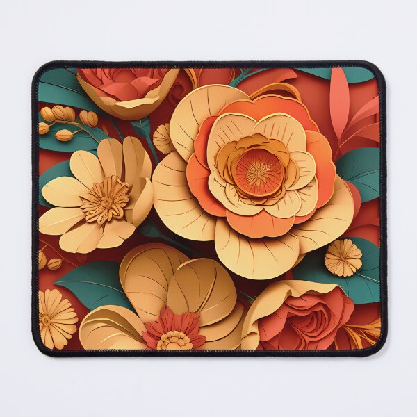 Item preview, Paper Cut Floral Bouquet Saint Valentine's Day - Warm Orange Teal Luxury Art Print designed and sold by DesignArtist.ia.
