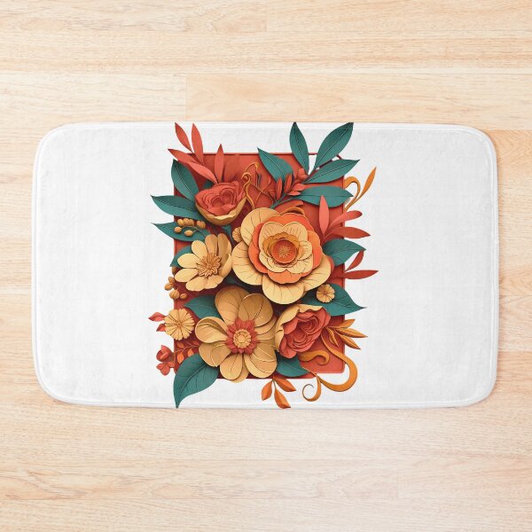 Item preview, Paper Cut Floral Bouquet Saint Valentine's Day - Warm Orange Teal Luxury Art Print designed and sold by DesignArtist.ia.