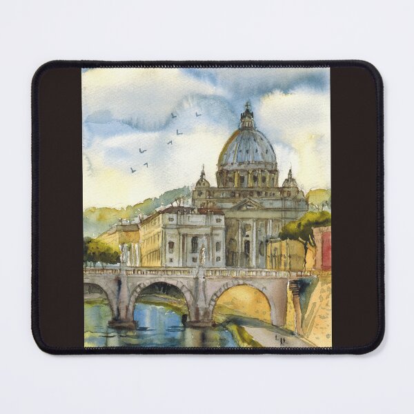 Item preview, Vatican view. Sunset in Rome. Italian watercolor painting. designed and sold by Colibri77.